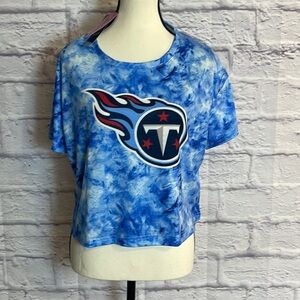 NWT Tennessee Titans Womens Tie-Dye Big Logo Crop Top Size L short sleeve